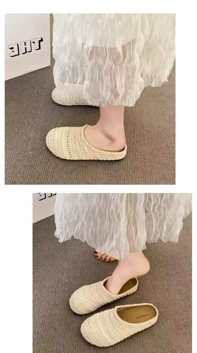 Women's Handmade Woven Birkenstock-Style Closed-Toe Slides Detail