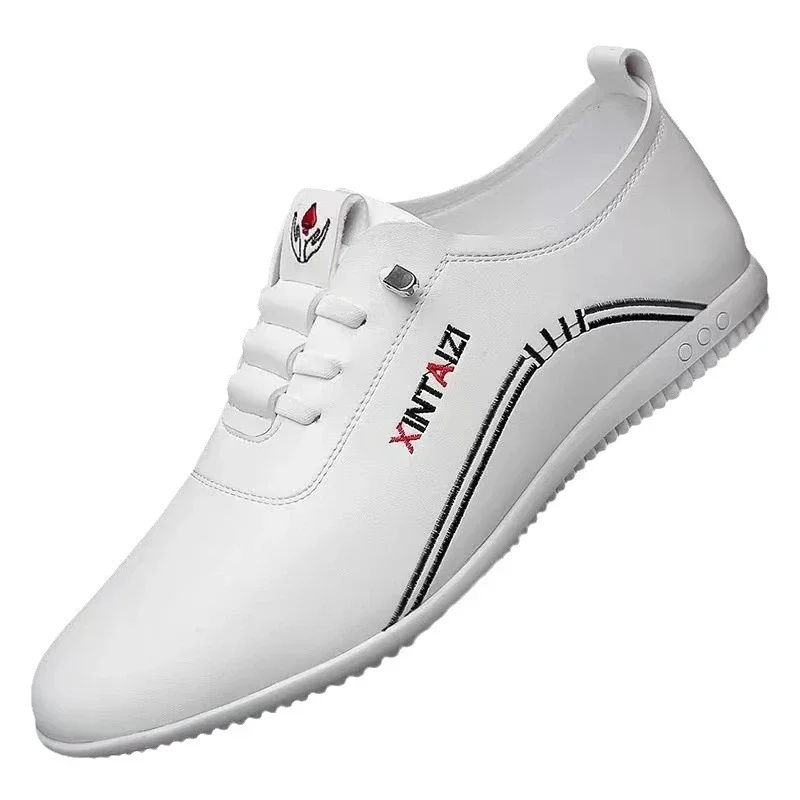 Men's Breathable Soft Leather Korean White Loafers