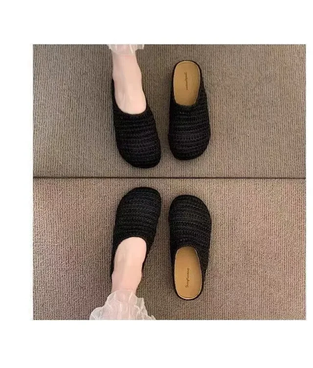 Women's Handmade Woven Birkenstock-Style Closed-Toe Slides Detail