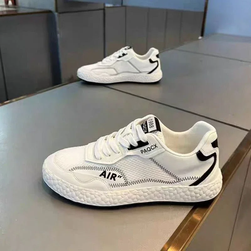 Unisex Breathable White Low-Top Casual Sneakers