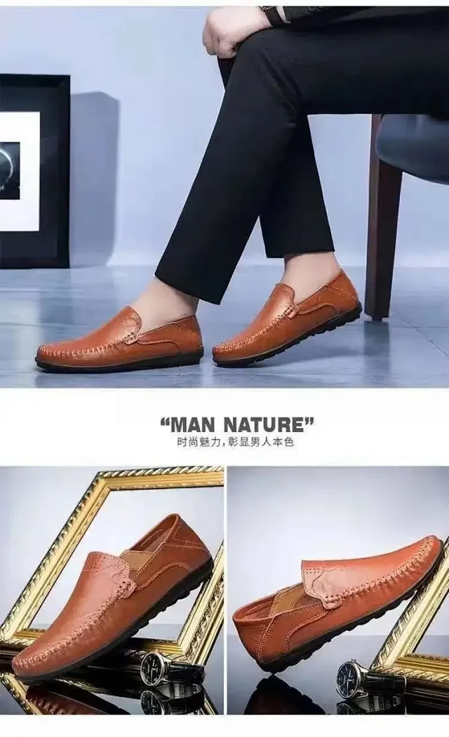 Men's Leather Slip-On Driving Shoes Detail