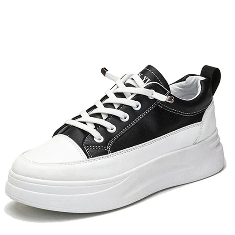Trendy Women's Chunky White Leather Platform Sneakers