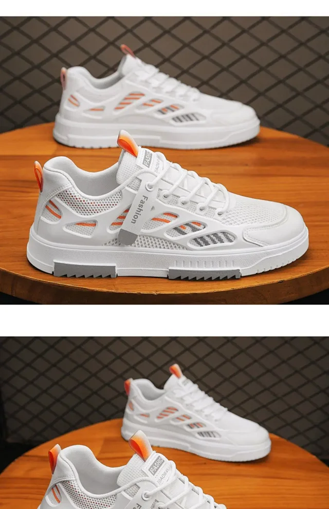 Men's 2025 Trendy Breathable Mesh Sneakers - White Detail