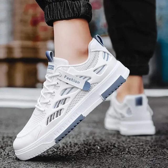 Men's 2025 Trendy Breathable Mesh Sneakers - White Detail