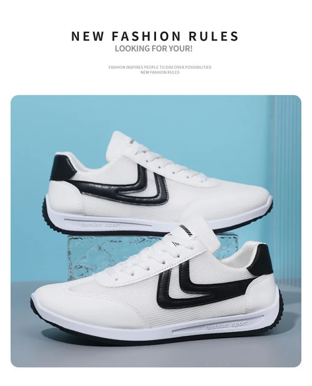 Men's Summer Breathable White Casual Sneakers Detail
