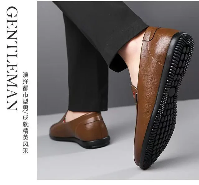 Men's Casual Leather Slip-On Driving Shoes Detail