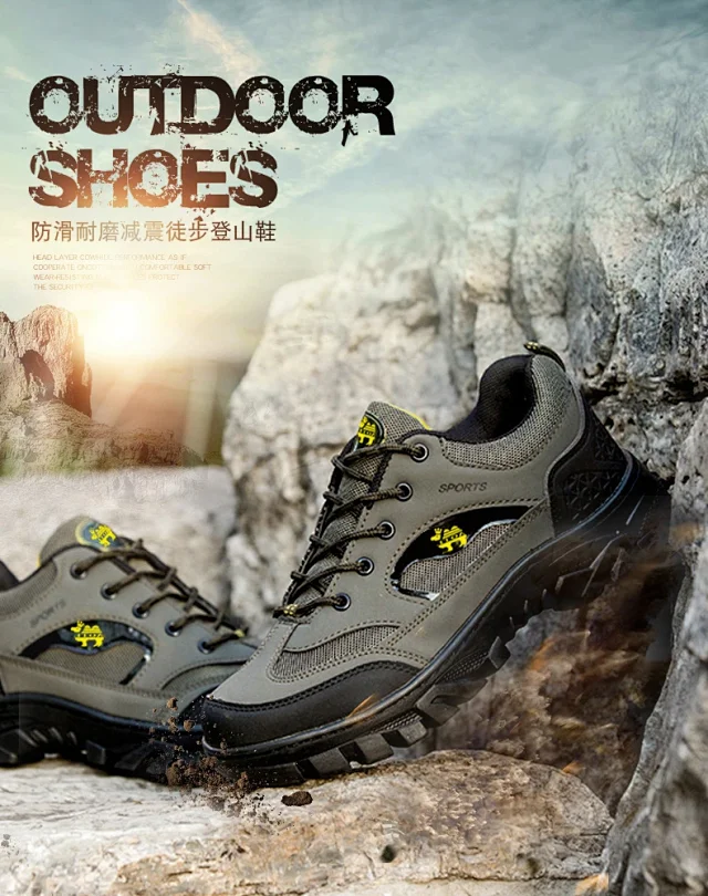 Big Size Mesh Platform Hiking Men's Shoes Detail