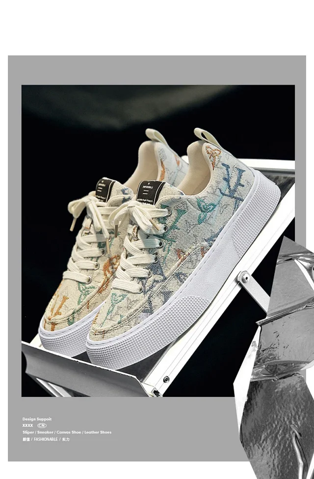 Men's Printed Canvas Low-Top Casual Detail