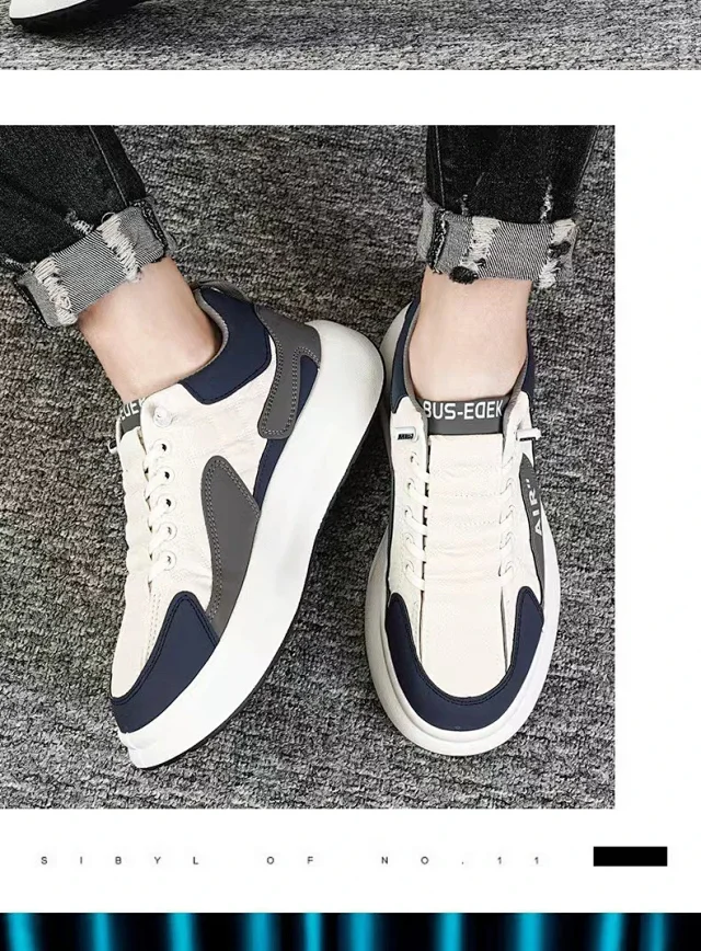 Men's Platform Lift White Sneakers Detail