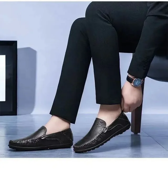 Men's Leather Slip-On Driving Shoes Detail