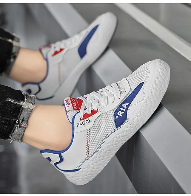 Unisex Breathable White Low-Top Casual Sneakers Detail