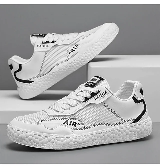 Unisex Breathable White Low-Top Casual Sneakers Detail