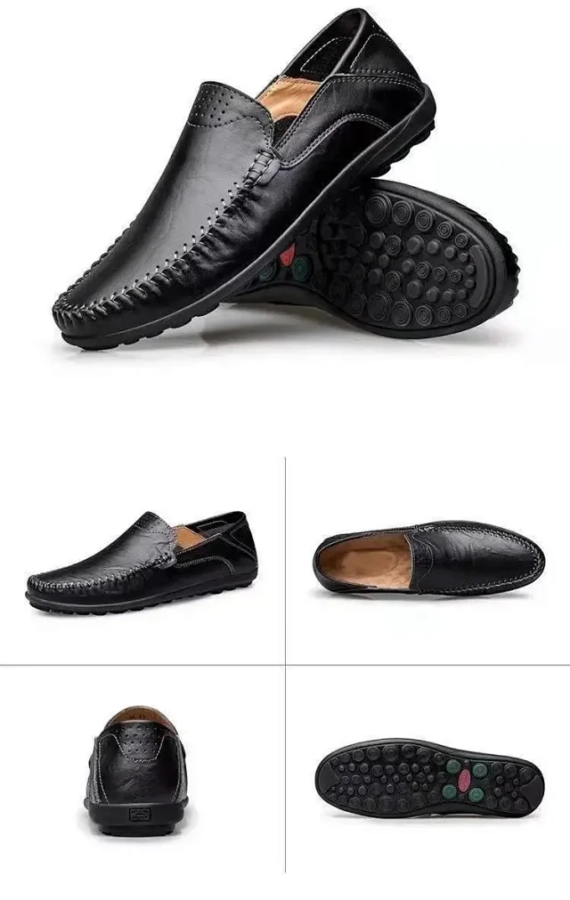 Men's Leather Slip-On Driving Shoes Detail
