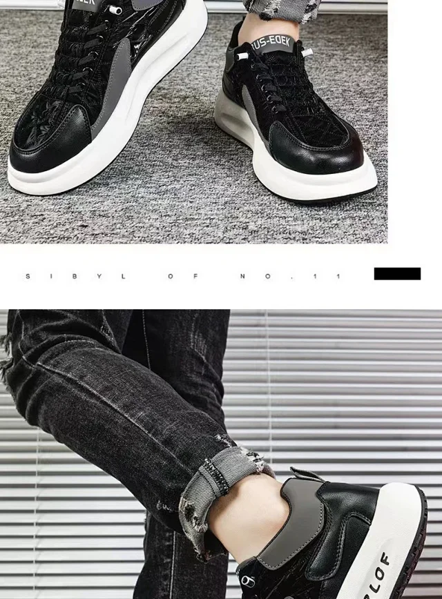 Men's Platform Lift White Sneakers Detail