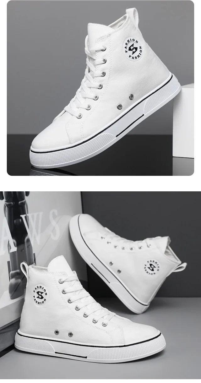 Korean Harajuku Men's Mid-Top Canvas Sneakers Detail