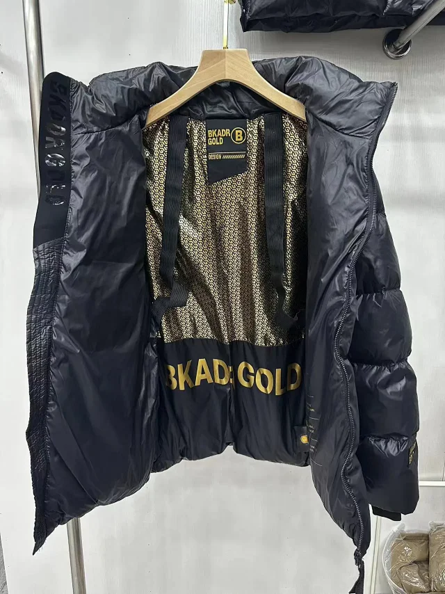 Black Gold Unisex Hooded Puffer Jacket Detail