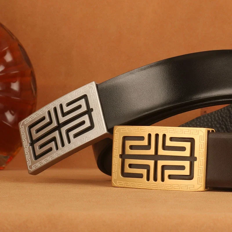 Luxury Men's Leather Belt Stainless Buckle