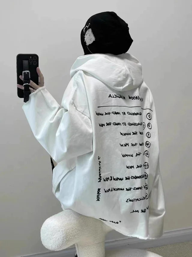 Maison Margiela Unisex Distressed Denim Hoodie Detail