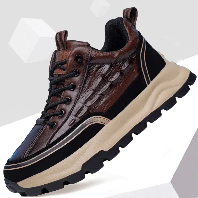 Elevated Chunky Leather Running Shoes