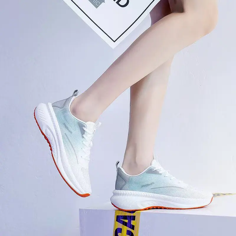 Spring Women's Platform White Mesh Sneakers