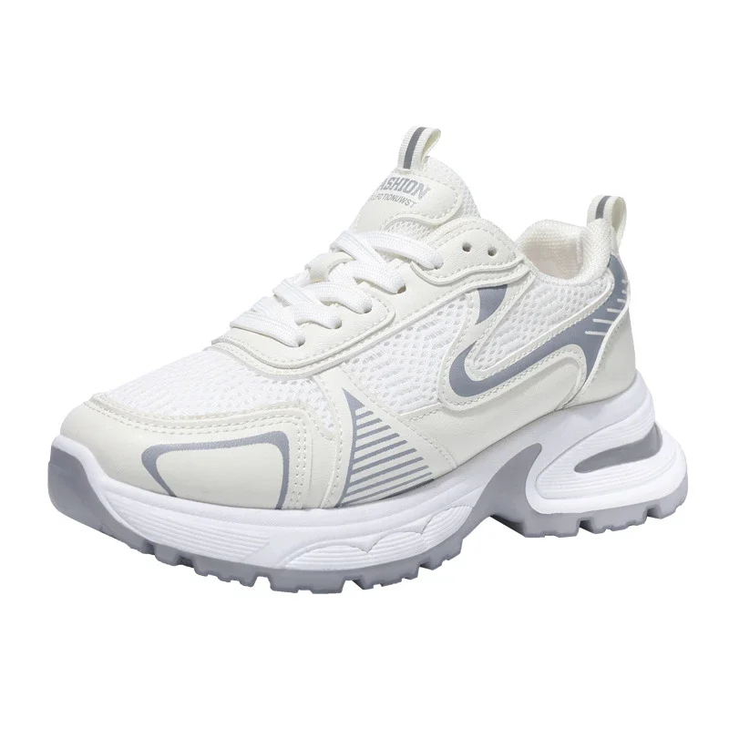 Women's Chunky Mesh Platform Sneakers - Korean Style White