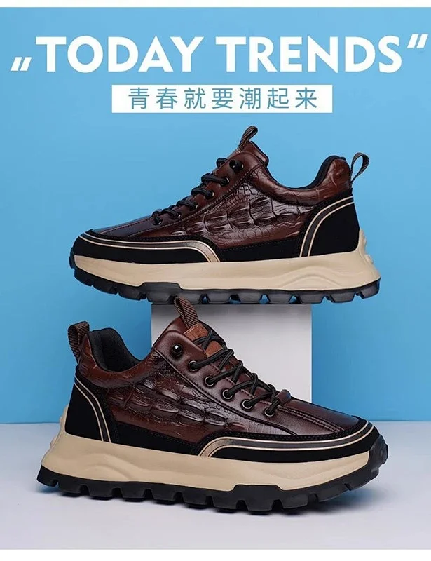 Elevated Chunky Leather Running Shoes Detail