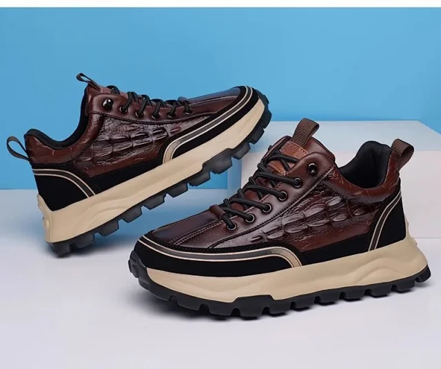 Elevated Chunky Leather Running Shoes Detail