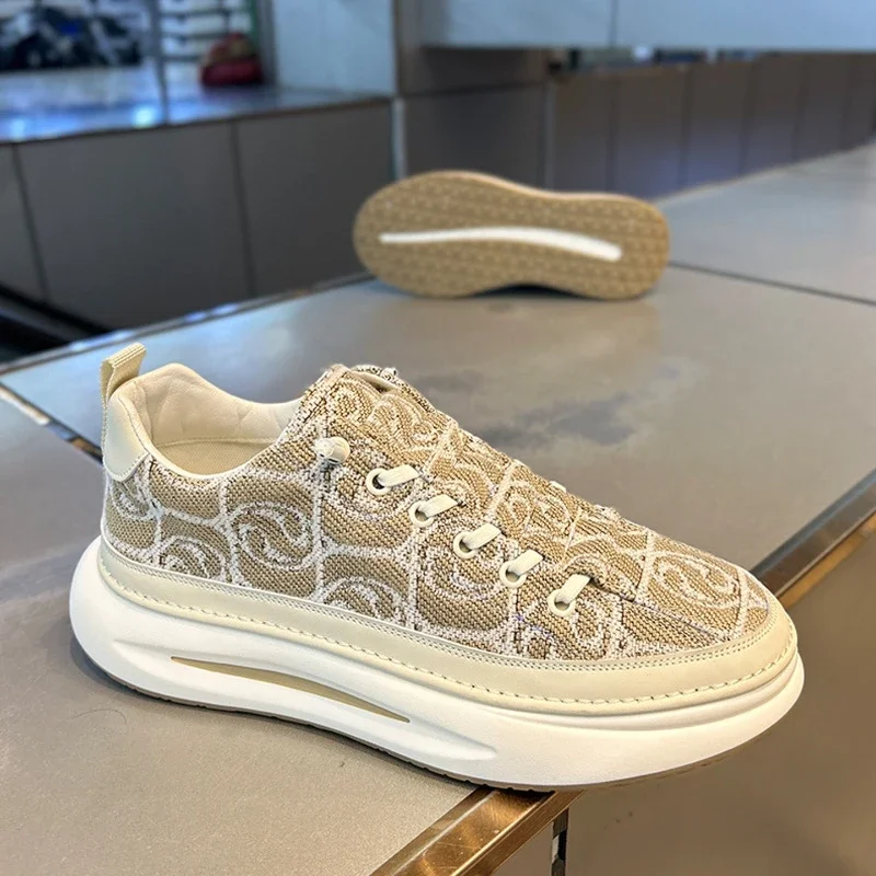 Men's Canvas Slip-On Sneakers Thick Sole