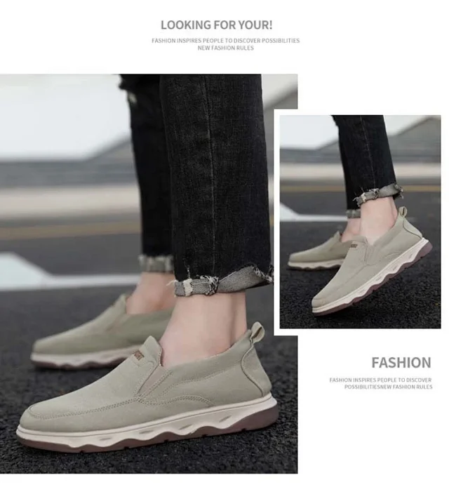 Men's Spring British Slip-On Canvas Loafers Detail
