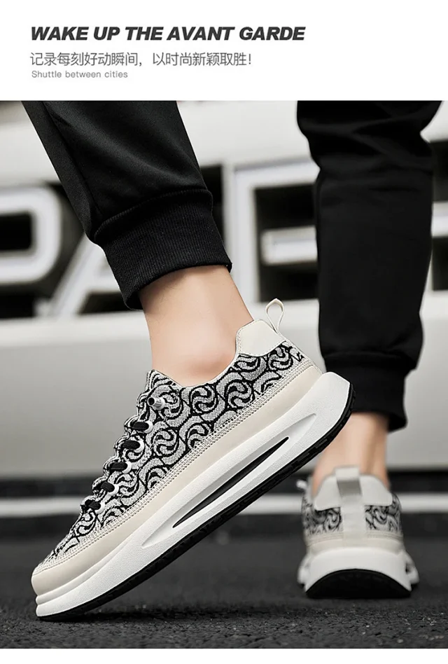 Men's Canvas Slip-On Sneakers Thick Sole Detail