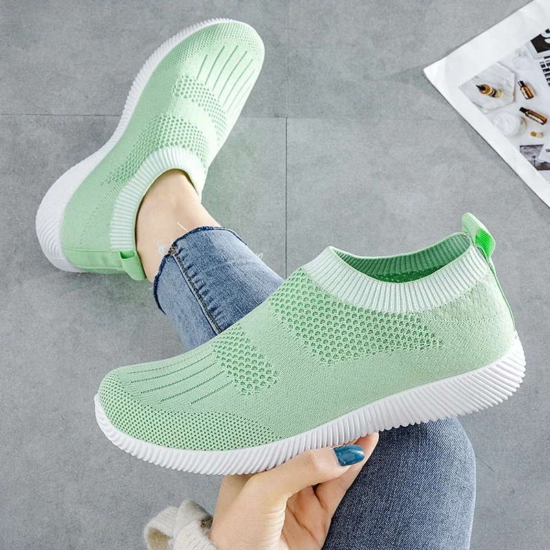 Women's Wide Width Knit Slip-On Sneakers