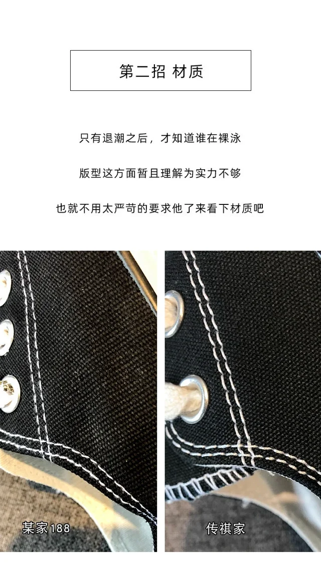 Putian 1970s Retro High-Top Canvas Sneakers Detail