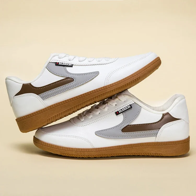 Men's 2025 Leather Sneakers White Canvas Breathable