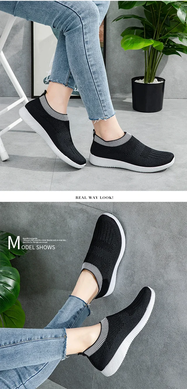 Women's Wide Width Knit Slip-On Sneakers Detail