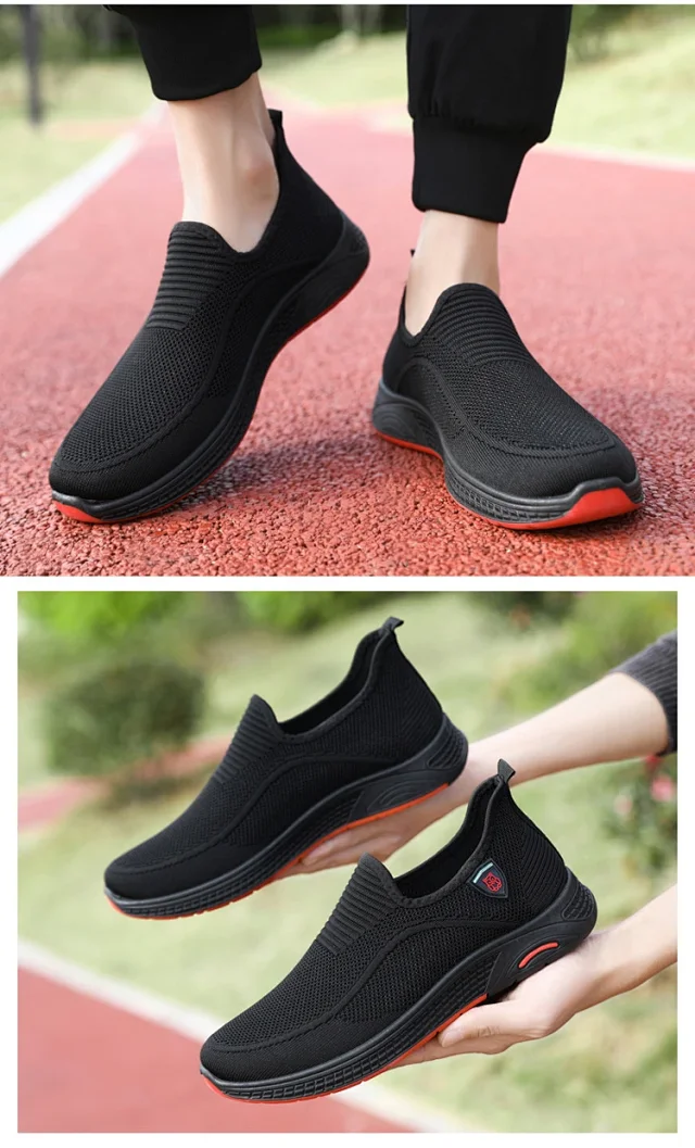 Men's Breathable Knit Canvas Low-Top Athletic Shoes Detail