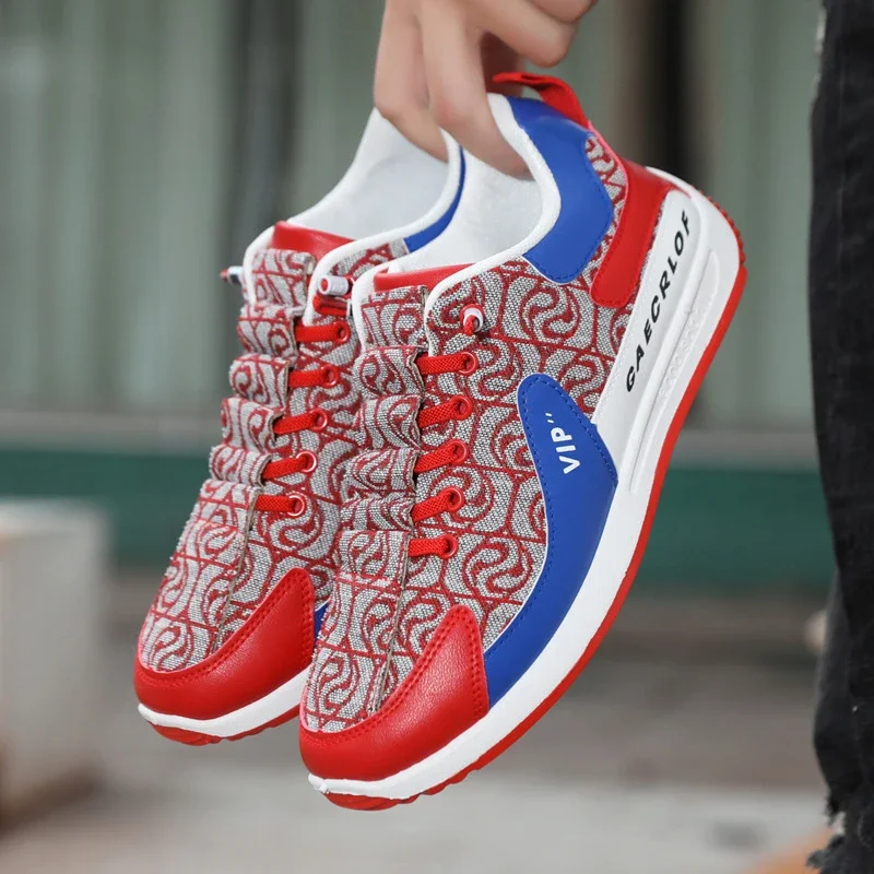 Men's Bear Canvas Viral Comfort Sole Patchwork Sneakers