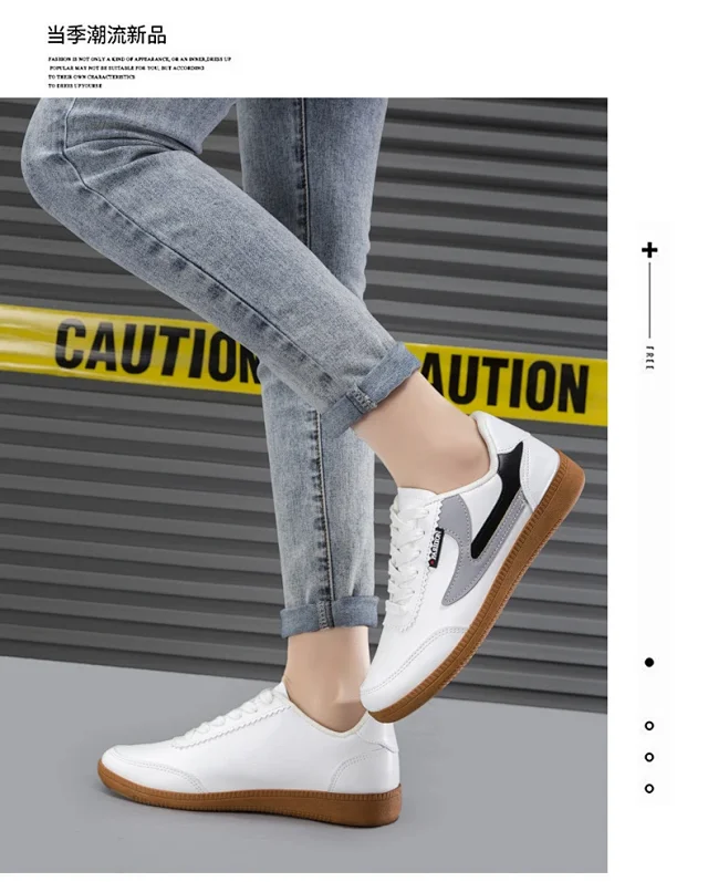 Men's 2025 Leather Sneakers White Canvas Breathable Detail