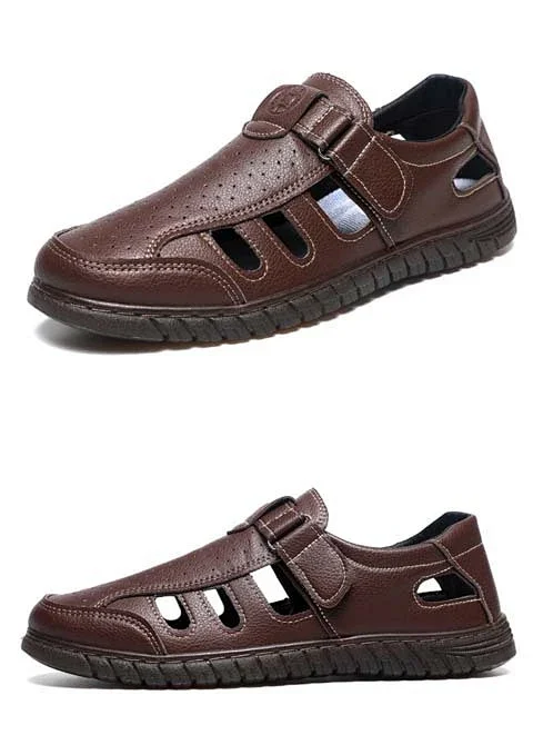 Men's Leather Breathable Dad Sandals Flex Sole Detail