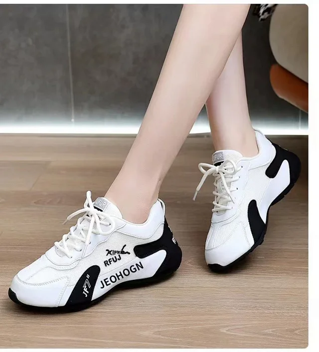 Women's Leather Color-Block Platform Sneakers Detail