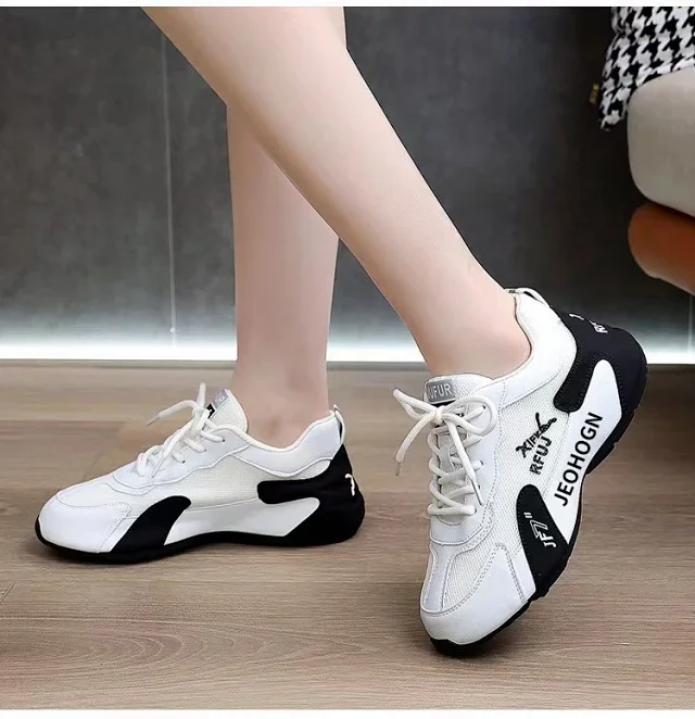 Women's Leather Color-Block Platform Sneakers Detail