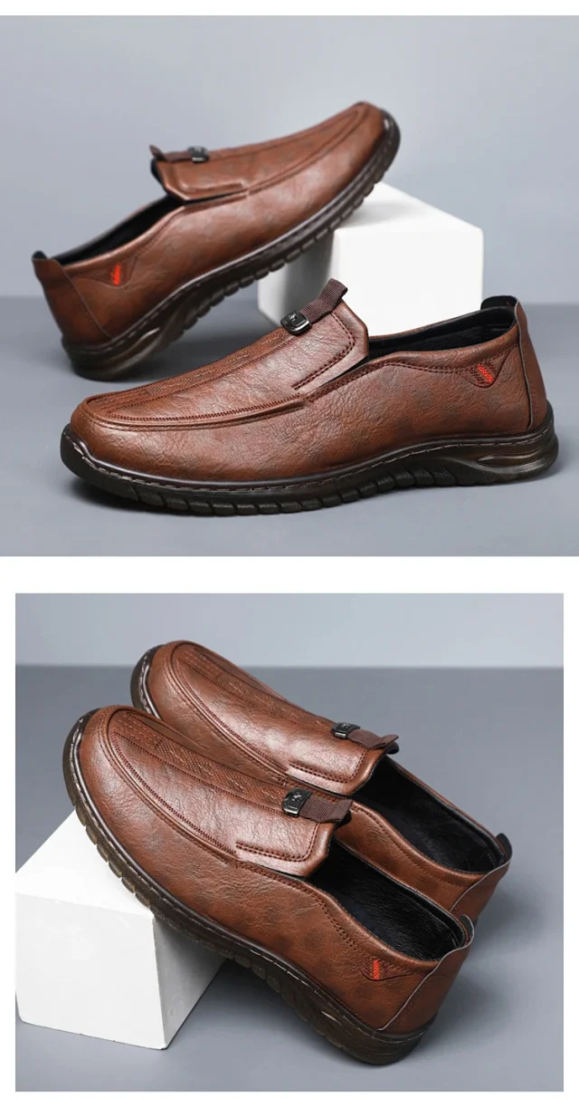 New Men's Slip-On Soft-Sole Leather Shoes Detail