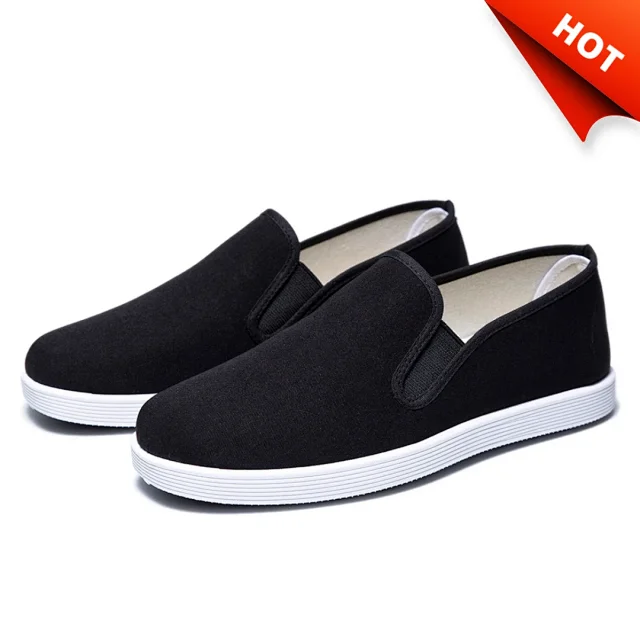 Black Men's Chinese Retro Slip-Ons Detail