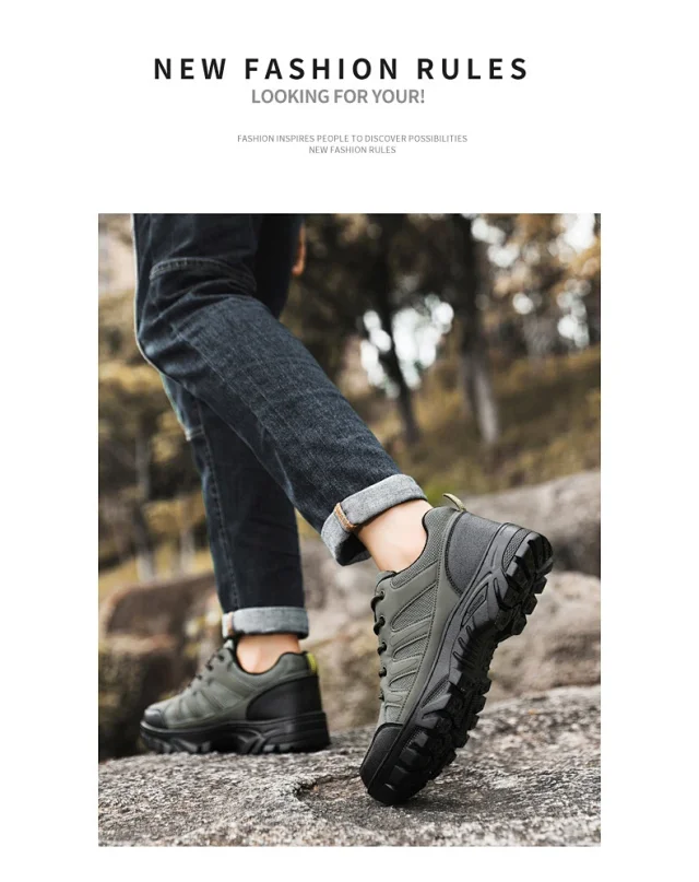 2025 Men's Wide Hiking Shoes Chunky Durable Sneakers Detail
