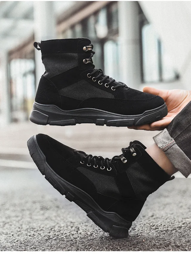Men's Autumn High-Top Martin Lace-Up Boots Detail