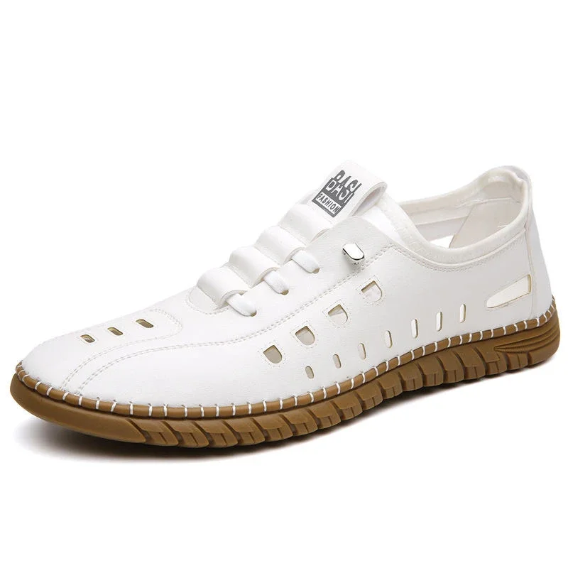 Men's Soft Leather Perforated Dad Sandals