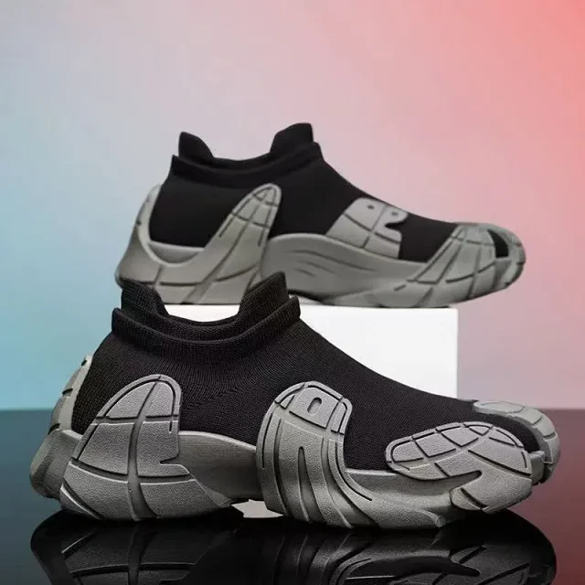 Men's 2025 Breathable Knit Sneakers Youth Street Chunky Soles Detail