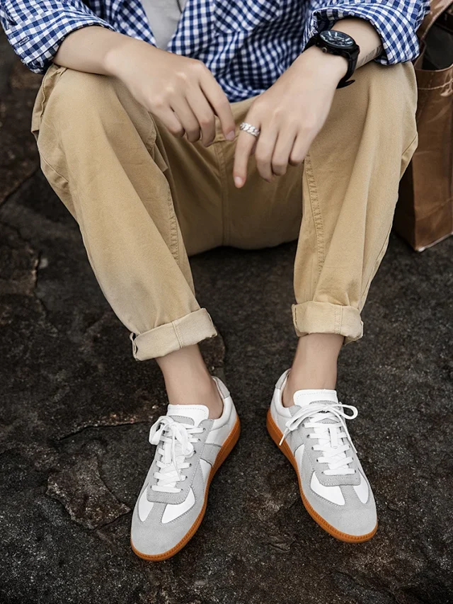 Men's Patchwork Retro German Trainer Sneakers Detail