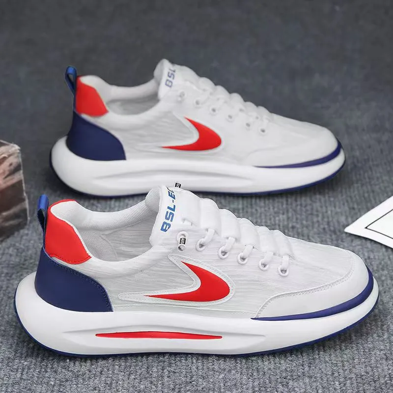 Men's Spring Soft Sole Platform White Sneakers