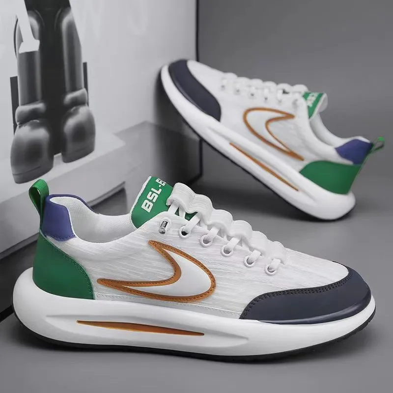 Men's Spring Soft Sole Platform White Sneakers