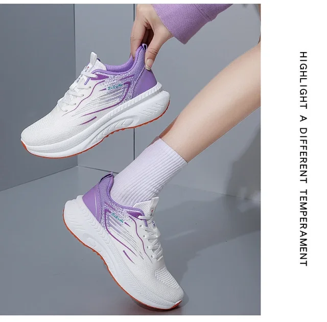 Women's Korean Style Breathable Flyknit Casual Running Sneakers Detail